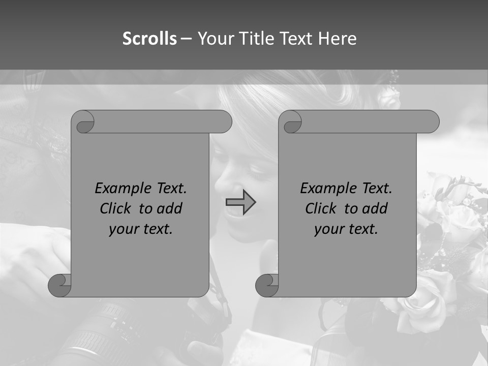 The Beautiful Bride And The Photographer. B/W PowerPoint Template