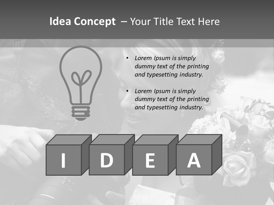 The Beautiful Bride And The Photographer. B/W PowerPoint Template