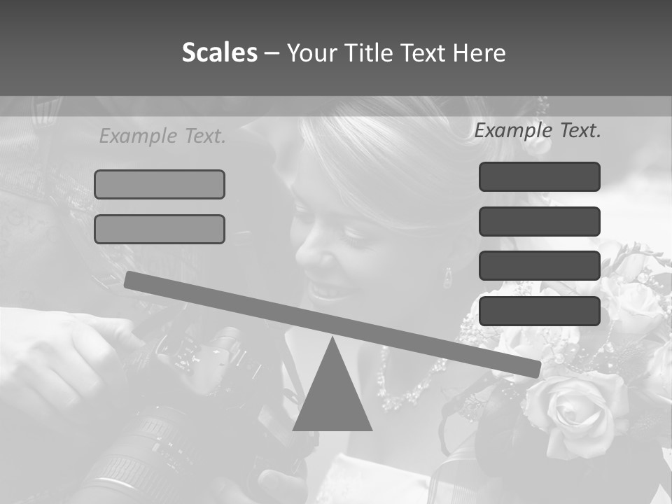 The Beautiful Bride And The Photographer. B/W PowerPoint Template