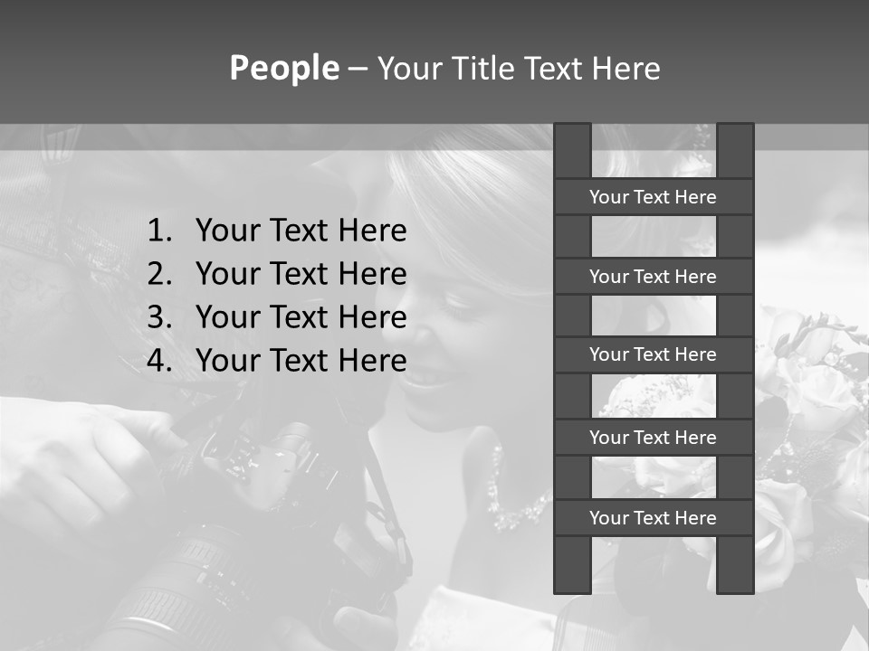 The Beautiful Bride And The Photographer. B/W PowerPoint Template