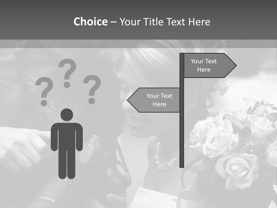 The Beautiful Bride And The Photographer. B/W PowerPoint Template