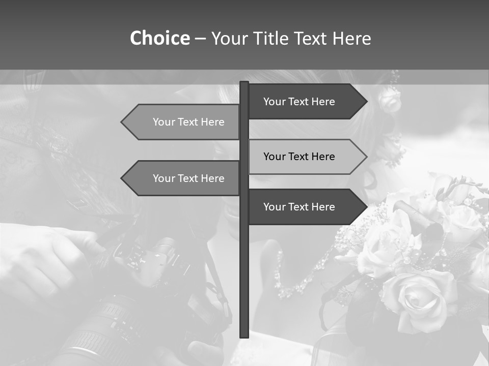 The Beautiful Bride And The Photographer. B/W PowerPoint Template