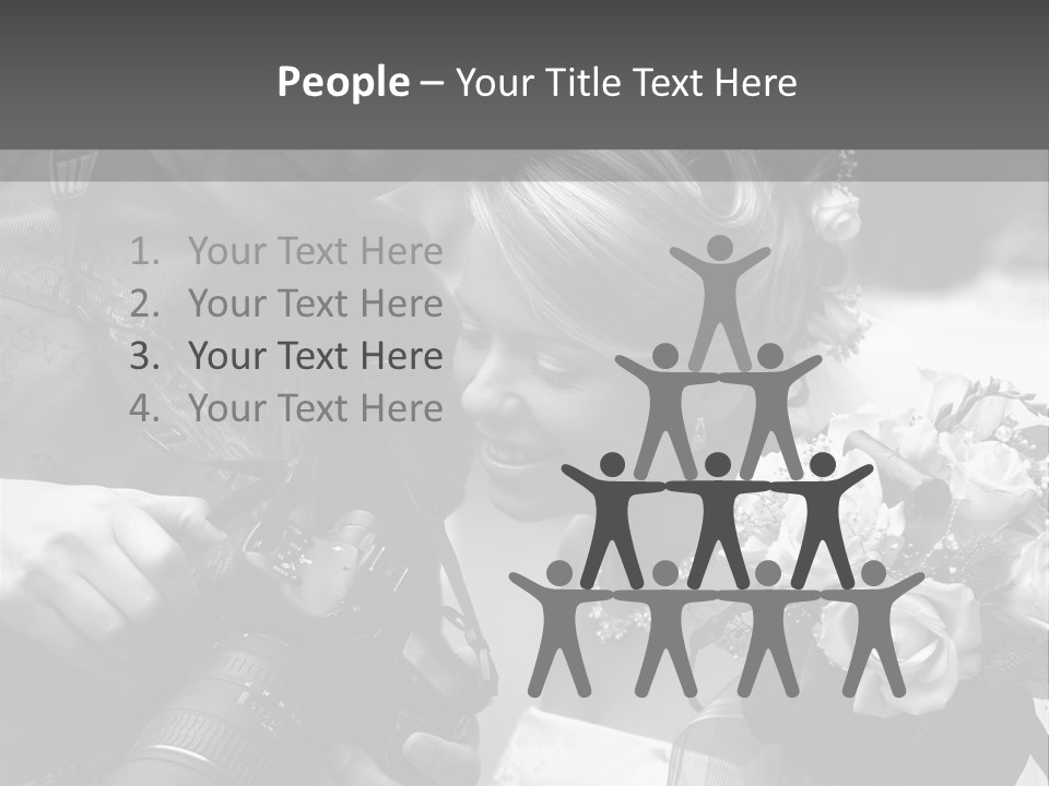 The Beautiful Bride And The Photographer. B/W PowerPoint Template