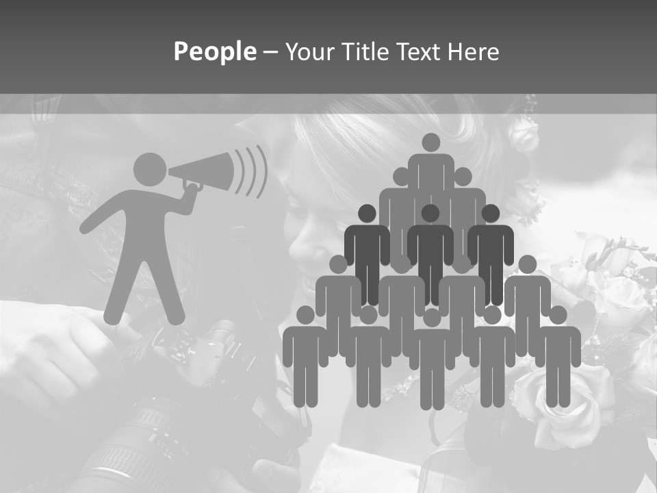 The Beautiful Bride And The Photographer. B/W PowerPoint Template