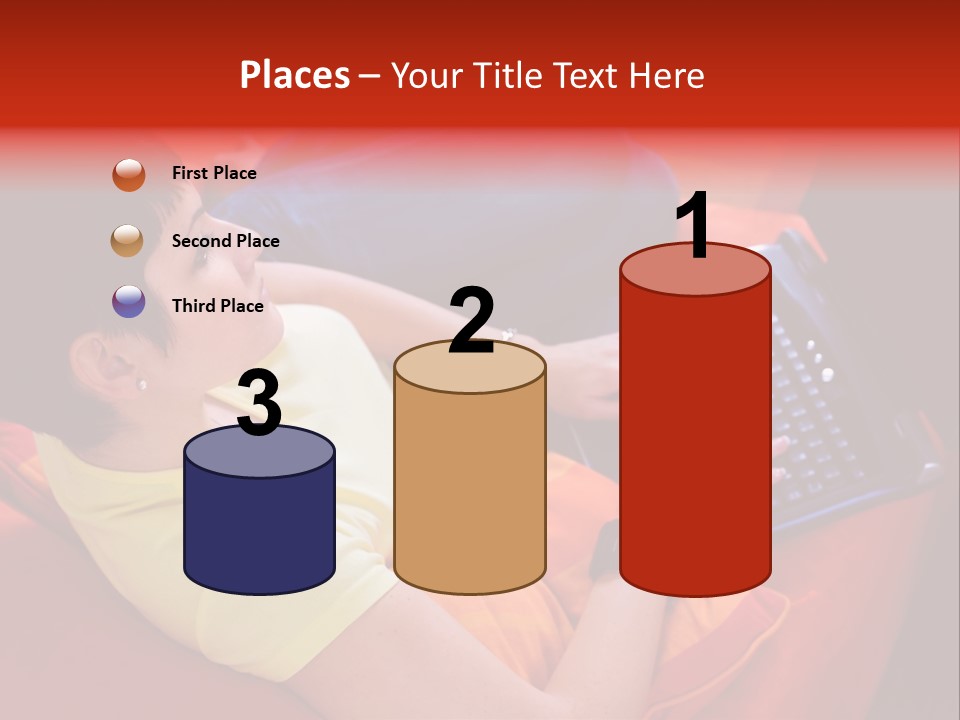 A Woman Sitting On A Couch Using A Laptop Computer PowerPoint Template