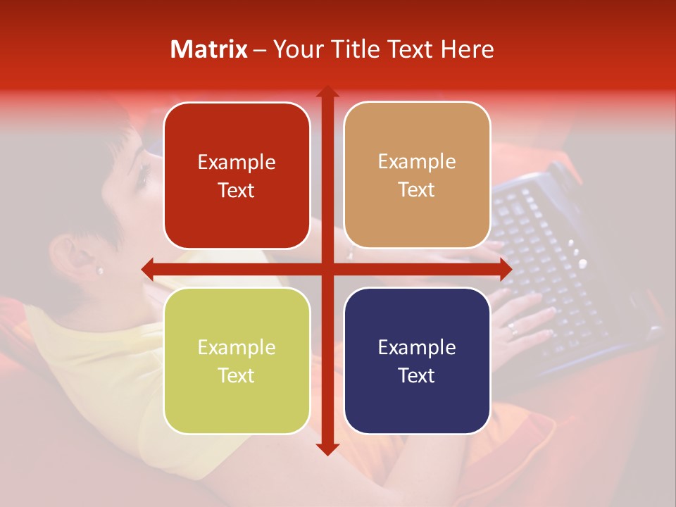 A Woman Sitting On A Couch Using A Laptop Computer PowerPoint Template