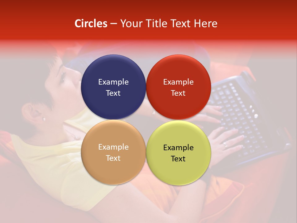 A Woman Sitting On A Couch Using A Laptop Computer PowerPoint Template