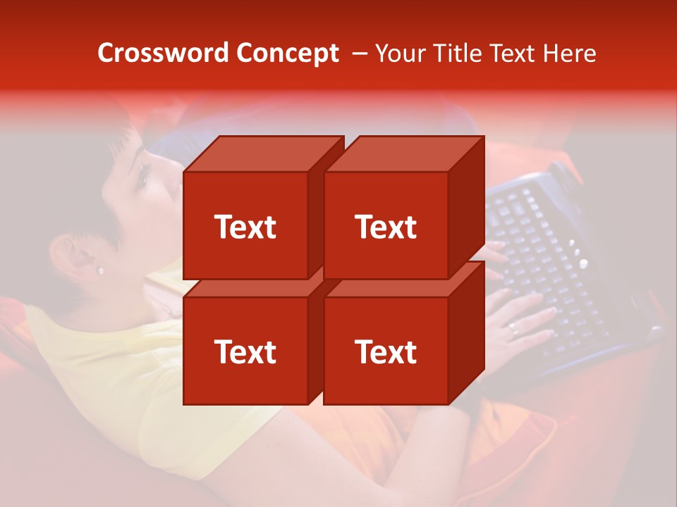 A Woman Sitting On A Couch Using A Laptop Computer PowerPoint Template