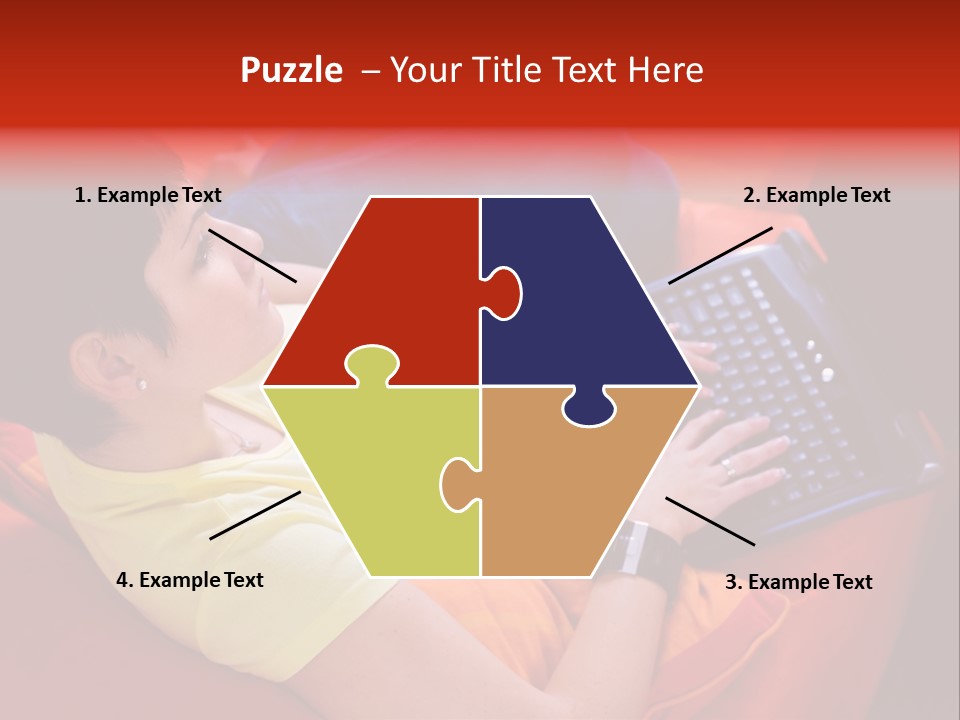 A Woman Sitting On A Couch Using A Laptop Computer PowerPoint Template