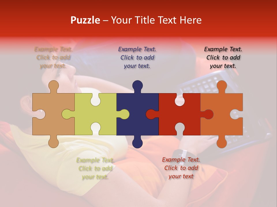 A Woman Sitting On A Couch Using A Laptop Computer PowerPoint Template