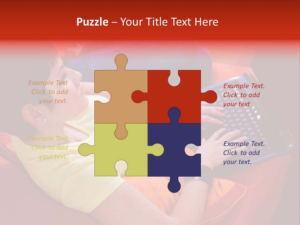 A Woman Sitting On A Couch Using A Laptop Computer PowerPoint Template