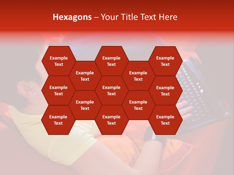 A Woman Sitting On A Couch Using A Laptop Computer PowerPoint Template