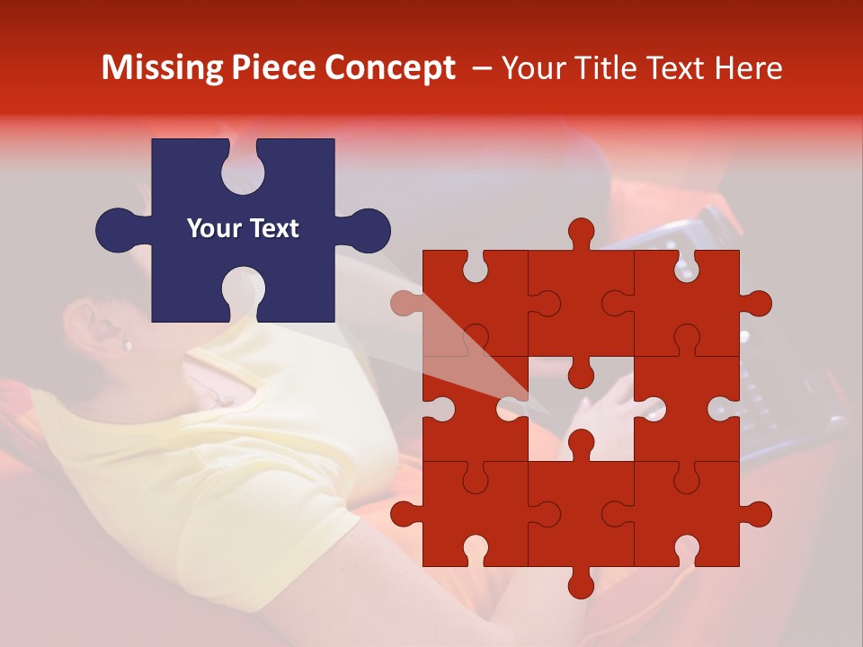 A Woman Sitting On A Couch Using A Laptop Computer PowerPoint Template