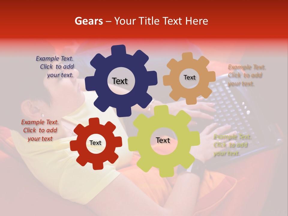 A Woman Sitting On A Couch Using A Laptop Computer PowerPoint Template