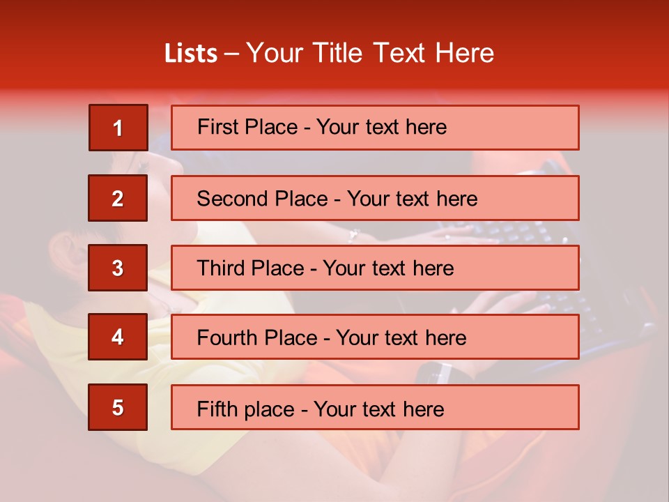 A Woman Sitting On A Couch Using A Laptop Computer PowerPoint Template