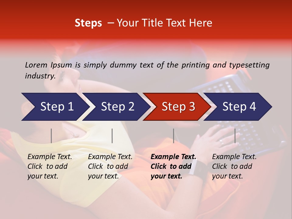 A Woman Sitting On A Couch Using A Laptop Computer PowerPoint Template