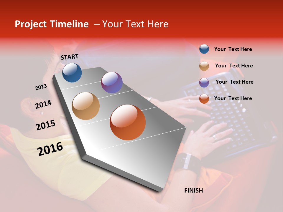 A Woman Sitting On A Couch Using A Laptop Computer PowerPoint Template