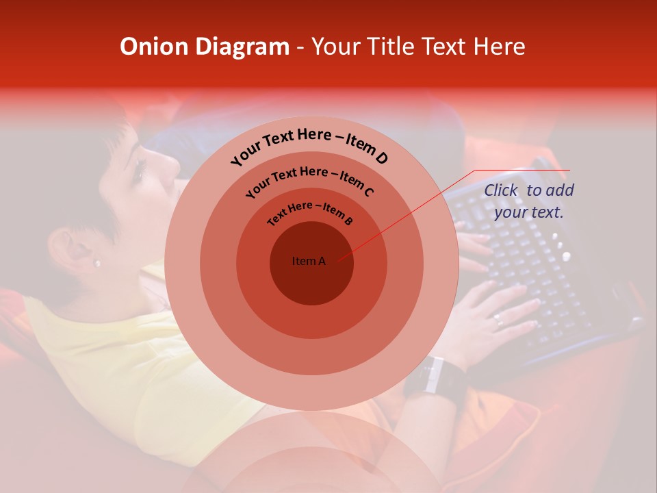 A Woman Sitting On A Couch Using A Laptop Computer PowerPoint Template