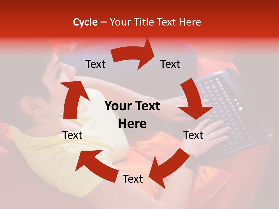 A Woman Sitting On A Couch Using A Laptop Computer PowerPoint Template