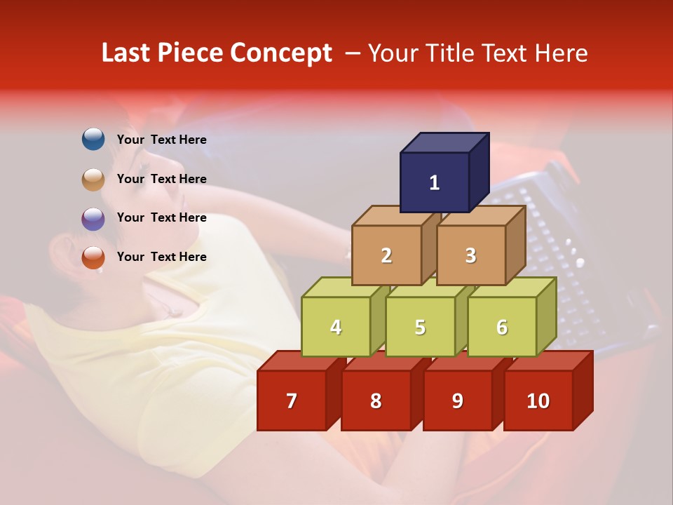 A Woman Sitting On A Couch Using A Laptop Computer PowerPoint Template