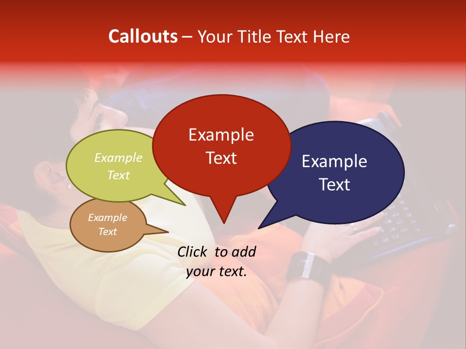 A Woman Sitting On A Couch Using A Laptop Computer PowerPoint Template