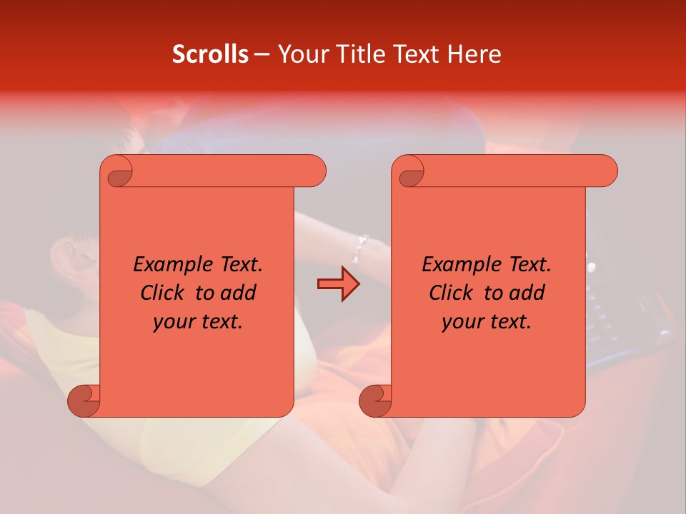 A Woman Sitting On A Couch Using A Laptop Computer PowerPoint Template