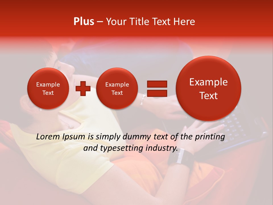A Woman Sitting On A Couch Using A Laptop Computer PowerPoint Template