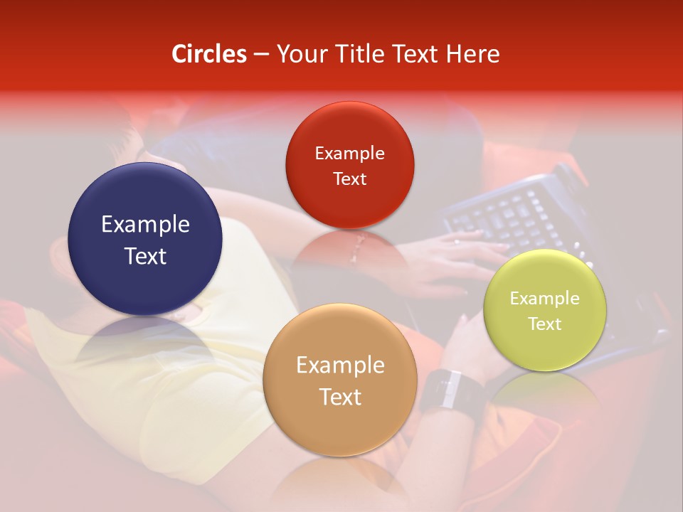 A Woman Sitting On A Couch Using A Laptop Computer PowerPoint Template