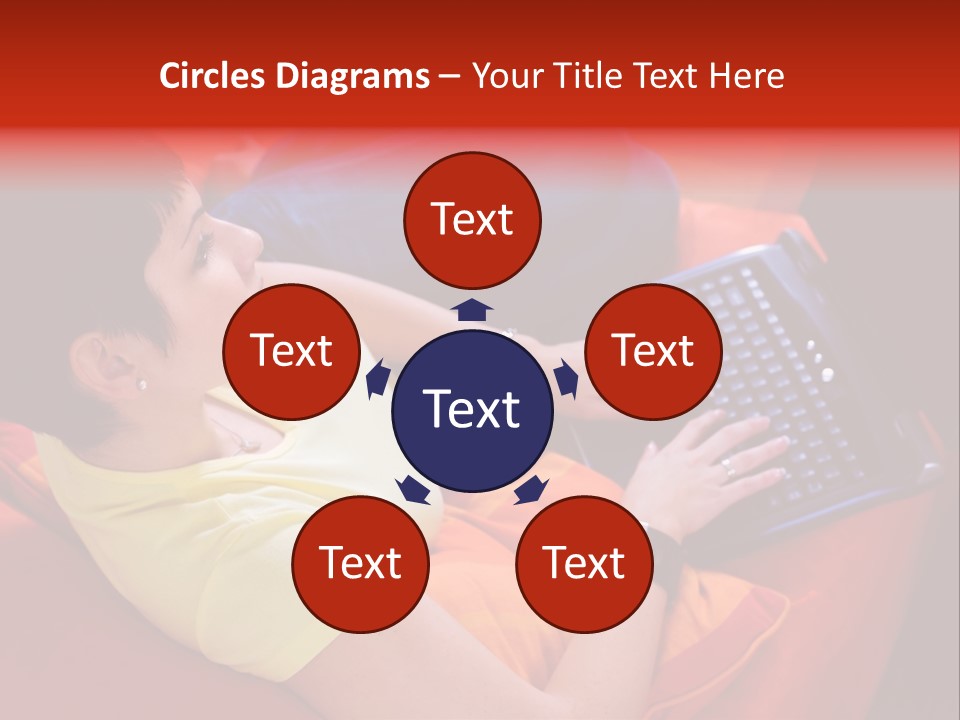 A Woman Sitting On A Couch Using A Laptop Computer PowerPoint Template