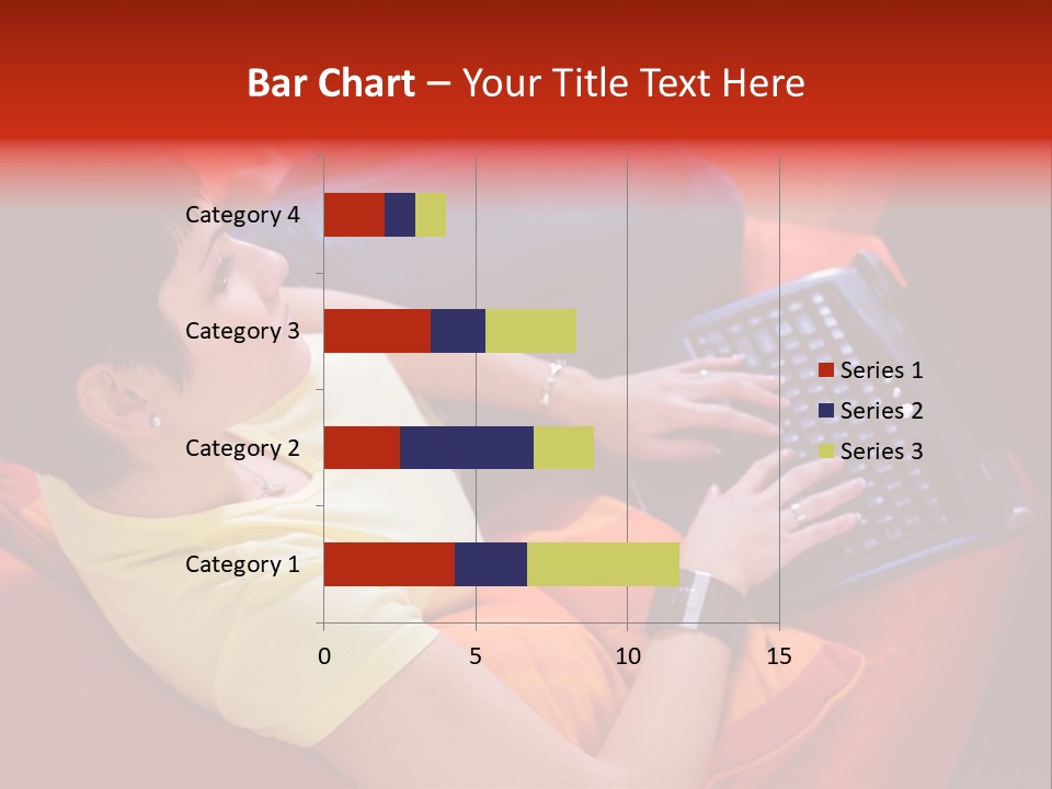 A Woman Sitting On A Couch Using A Laptop Computer PowerPoint Template