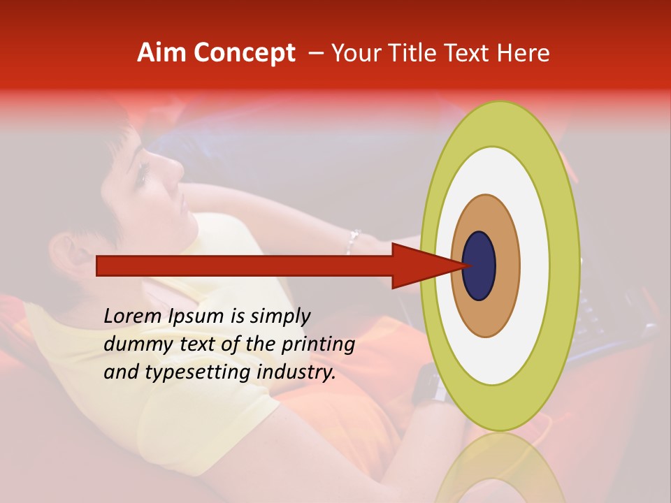 A Woman Sitting On A Couch Using A Laptop Computer PowerPoint Template