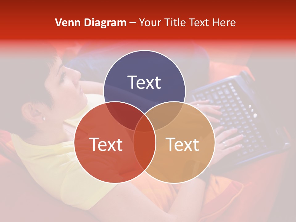 A Woman Sitting On A Couch Using A Laptop Computer PowerPoint Template