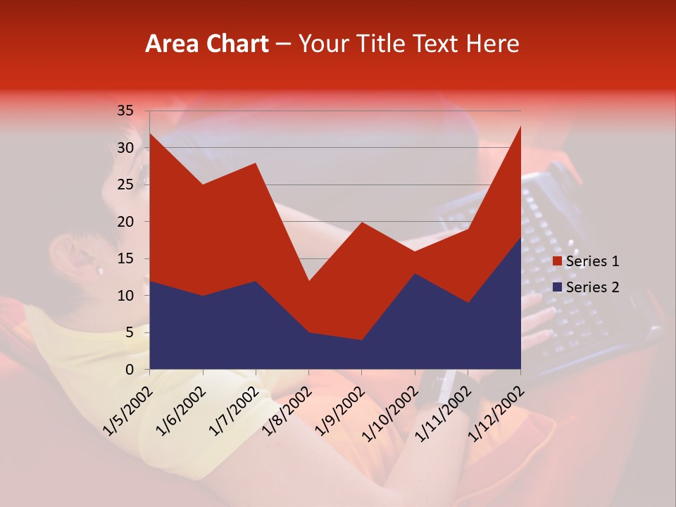 A Woman Sitting On A Couch Using A Laptop Computer PowerPoint Template