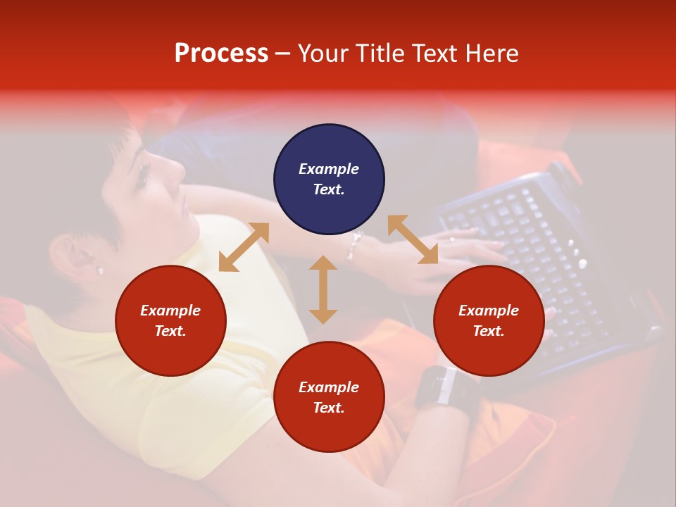 A Woman Sitting On A Couch Using A Laptop Computer PowerPoint Template