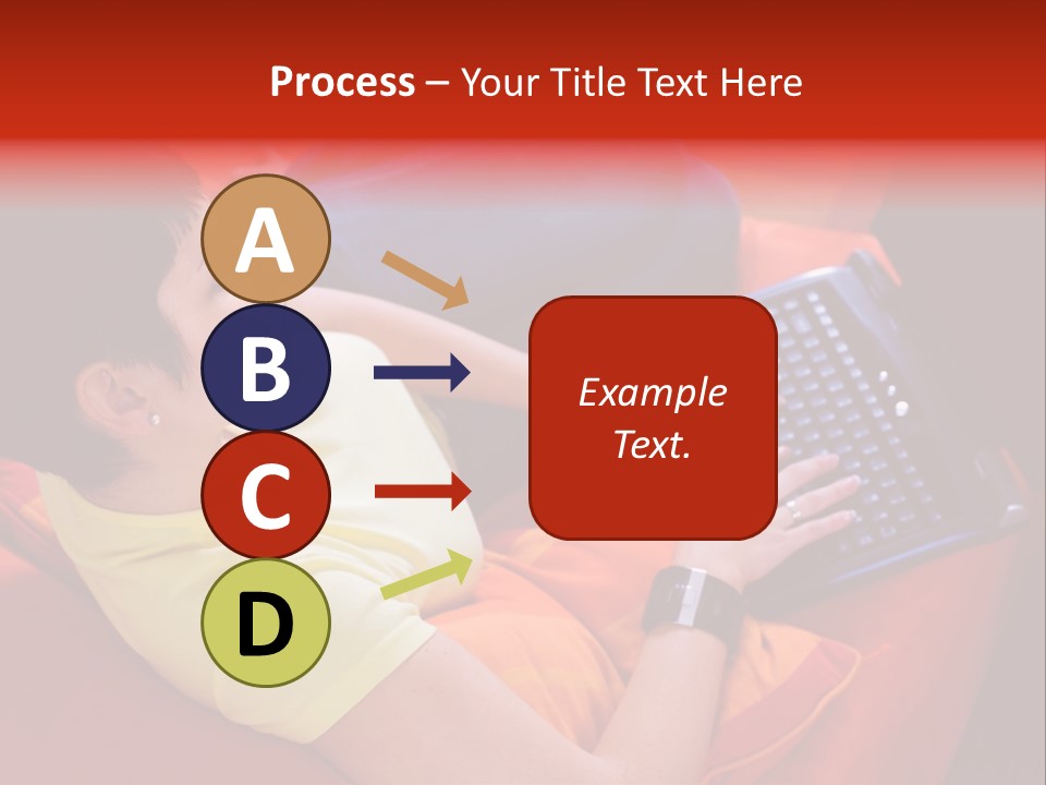 A Woman Sitting On A Couch Using A Laptop Computer PowerPoint Template