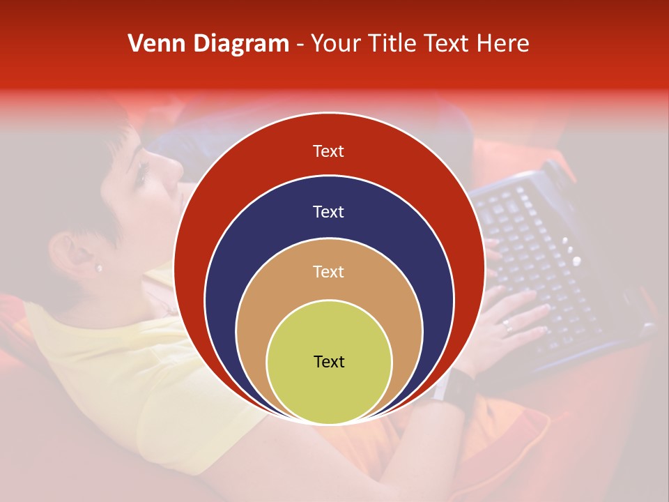 A Woman Sitting On A Couch Using A Laptop Computer PowerPoint Template