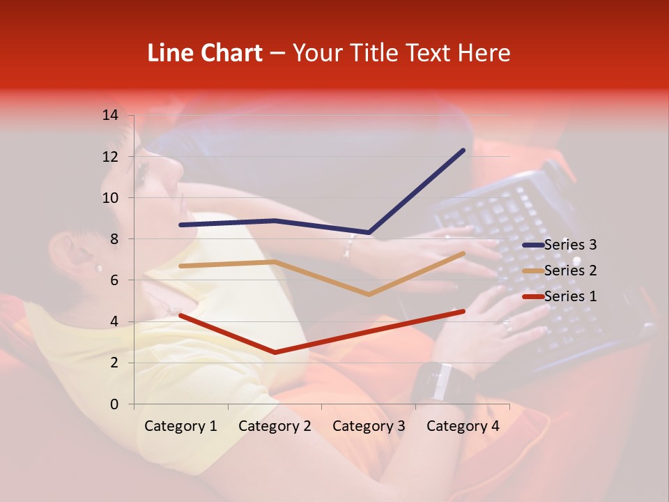 A Woman Sitting On A Couch Using A Laptop Computer PowerPoint Template