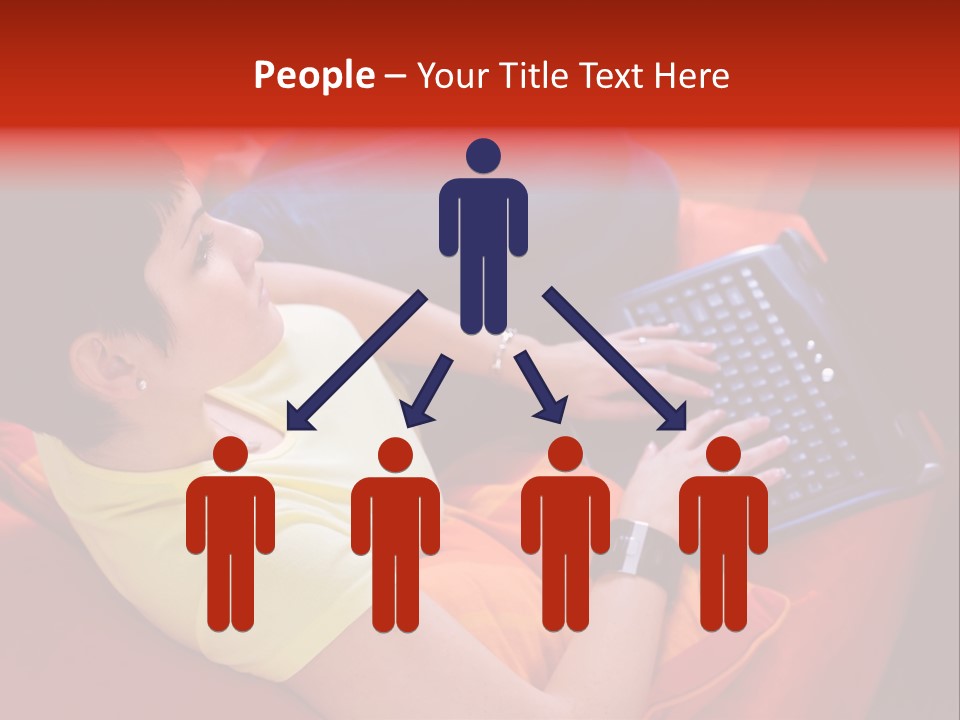 A Woman Sitting On A Couch Using A Laptop Computer PowerPoint Template