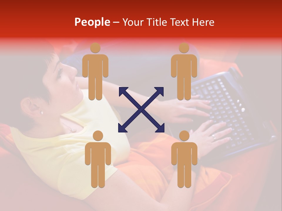 A Woman Sitting On A Couch Using A Laptop Computer PowerPoint Template