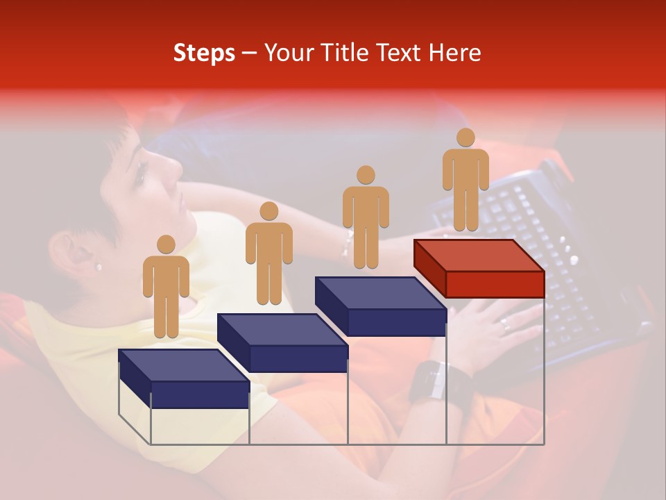 A Woman Sitting On A Couch Using A Laptop Computer PowerPoint Template