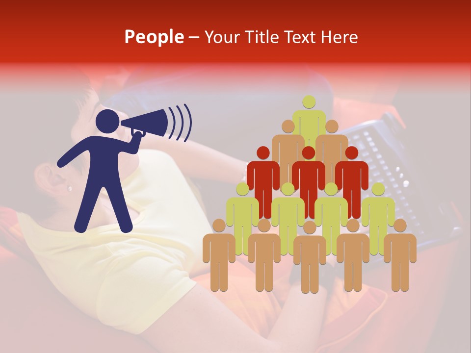 A Woman Sitting On A Couch Using A Laptop Computer PowerPoint Template