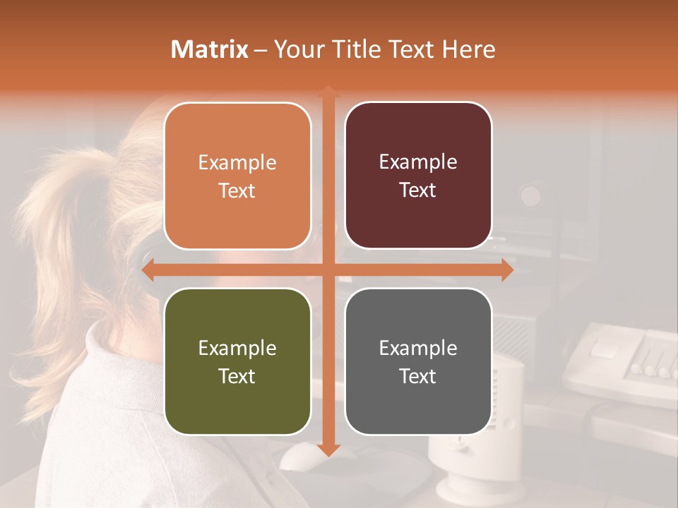 A Woman With A Headset Is Sitting In Front Of A Computer PowerPoint Template