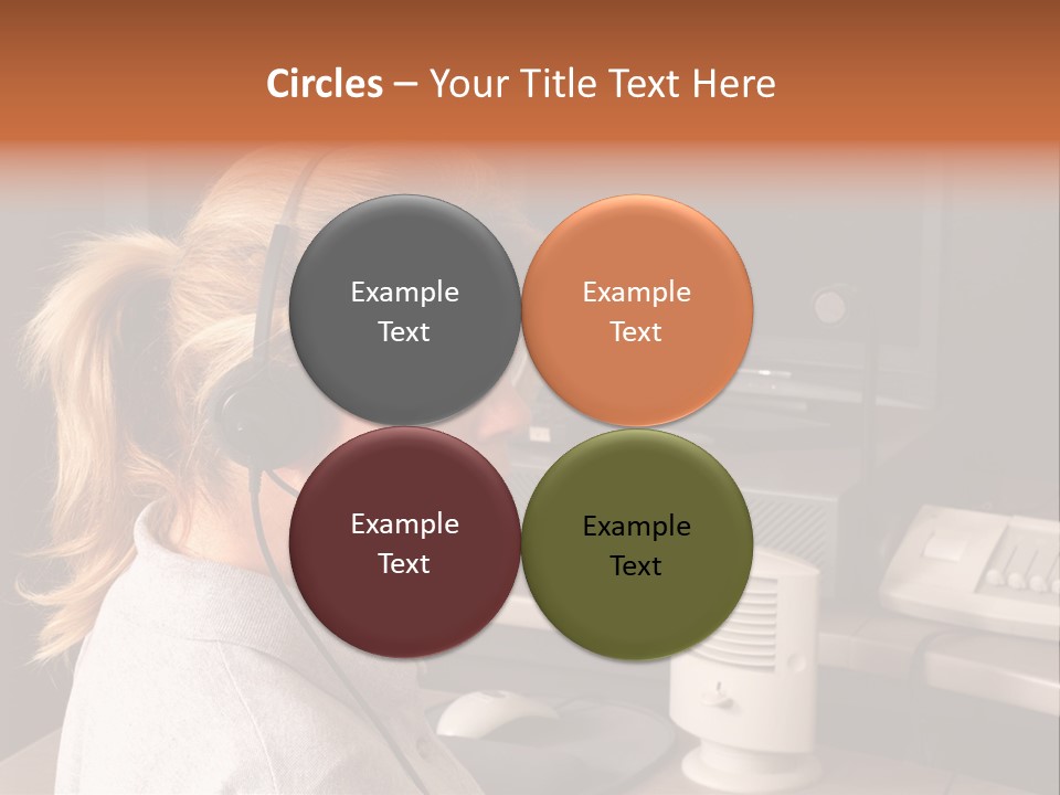 A Woman With A Headset Is Sitting In Front Of A Computer PowerPoint Template