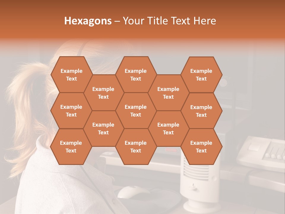 A Woman With A Headset Is Sitting In Front Of A Computer PowerPoint Template