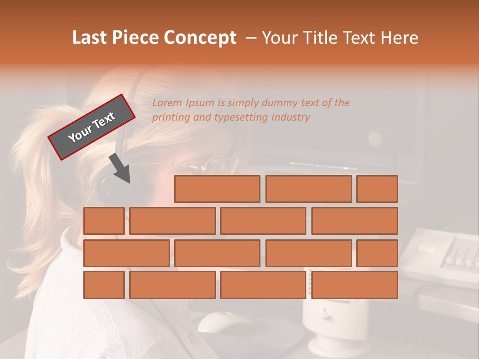 A Woman With A Headset Is Sitting In Front Of A Computer PowerPoint Template