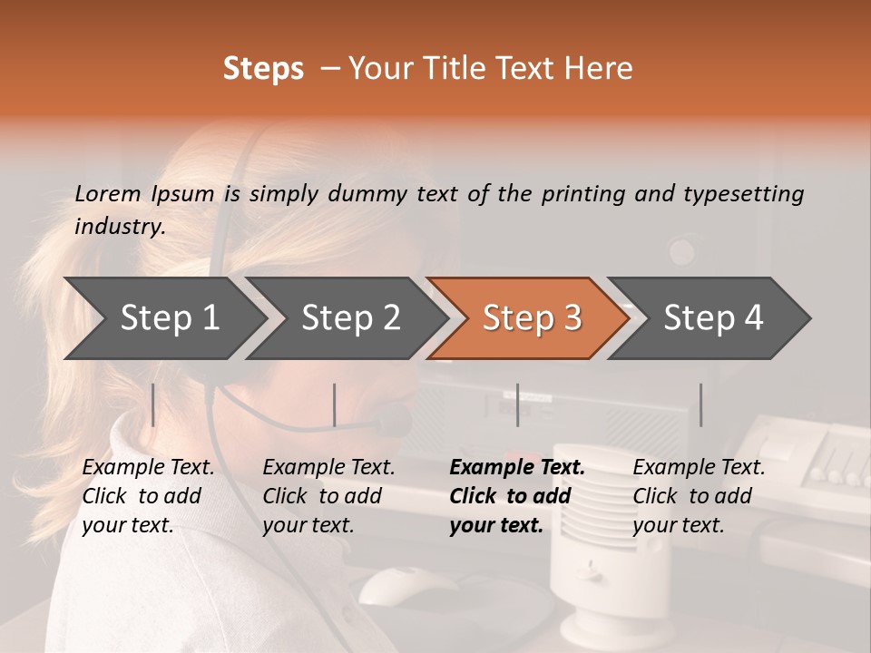 A Woman With A Headset Is Sitting In Front Of A Computer PowerPoint Template