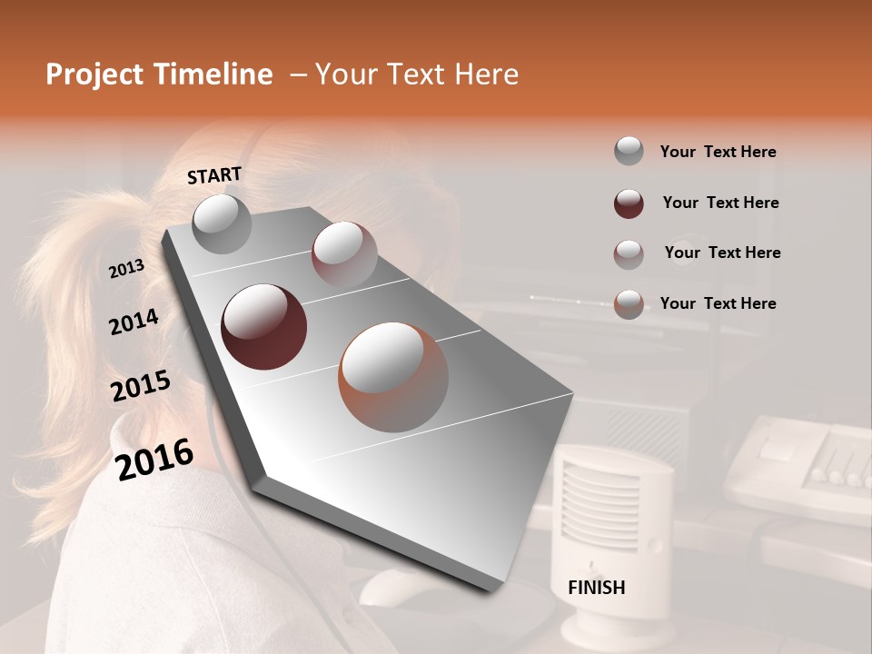 A Woman With A Headset Is Sitting In Front Of A Computer PowerPoint Template