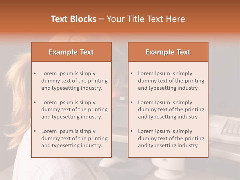 A Woman With A Headset Is Sitting In Front Of A Computer PowerPoint Template