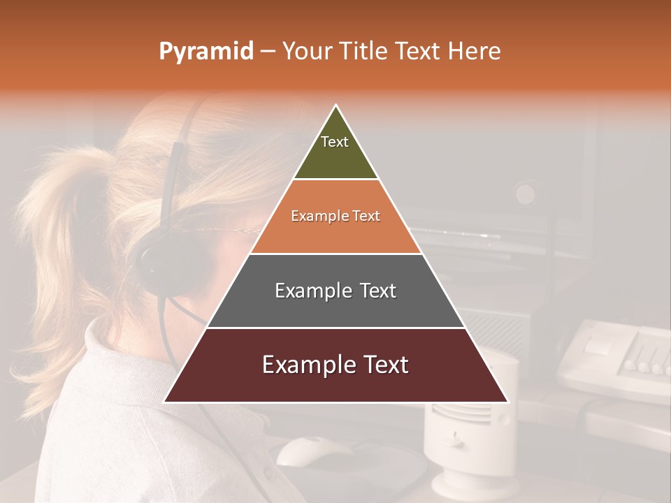 A Woman With A Headset Is Sitting In Front Of A Computer PowerPoint Template
