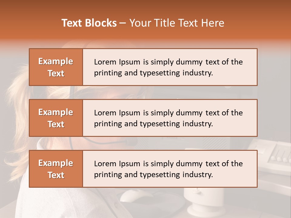 A Woman With A Headset Is Sitting In Front Of A Computer PowerPoint Template